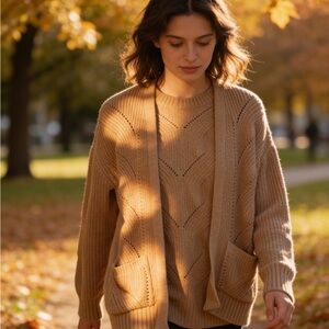LOVE ❤️ ELLIE Elegant Tan Open-Front Cardigan